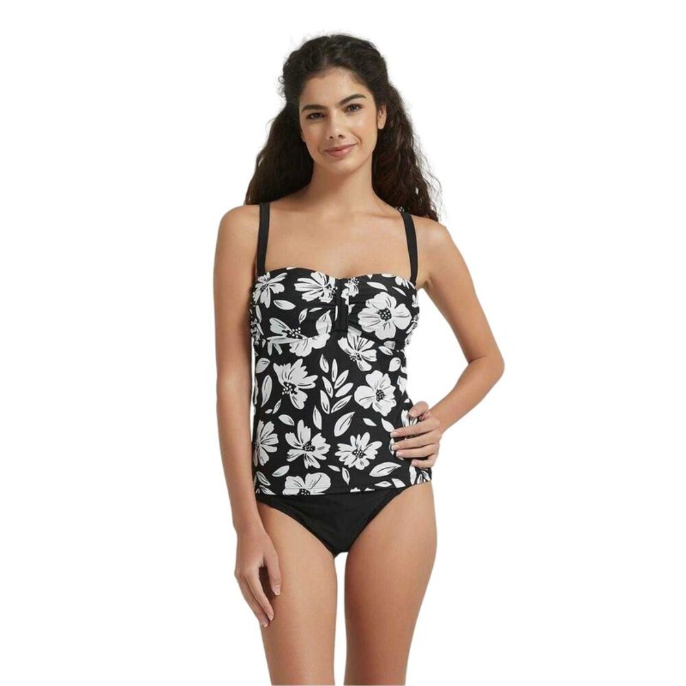 Be You Womens/Ladies Floral Sweetheart Tankini Top / Monochrome